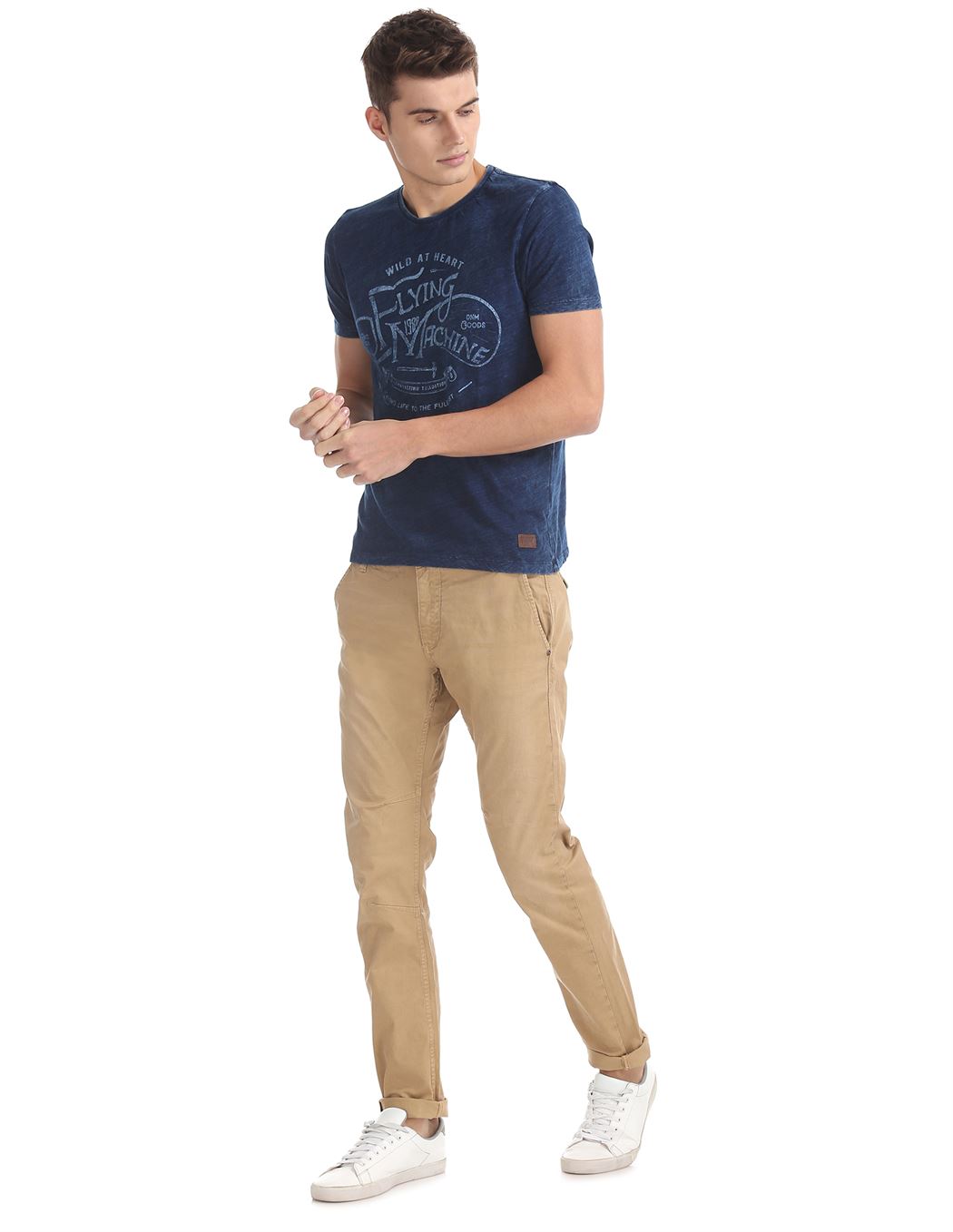 Flying Machine Casual Wear Solid  Men Trousers